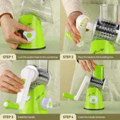 3-in-1 Rotary Cheese Grater and Vegetable Slicer