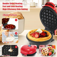 Mini Waffle Maker with Non-Stick Cooking Plates