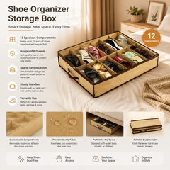 Set of 12 Stackable Shoe Storage Boxes with Transparent Front Cover
