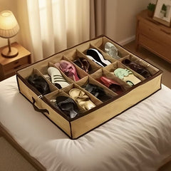 Set of 12 Stackable Shoe Storage Boxes with Transparent Front Cover