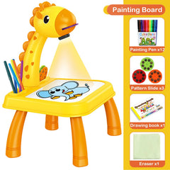 LED Drawing Projector Table for Kids, Projection Painting Board with Erasable Drawing Surface